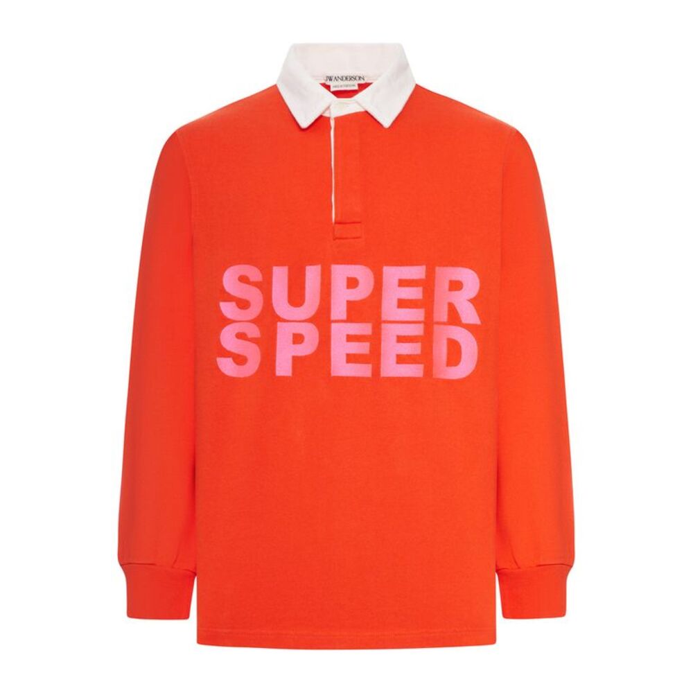 J.W.Anderson Men Mens "Super Speed" Rugby Polo Top In Bright Red